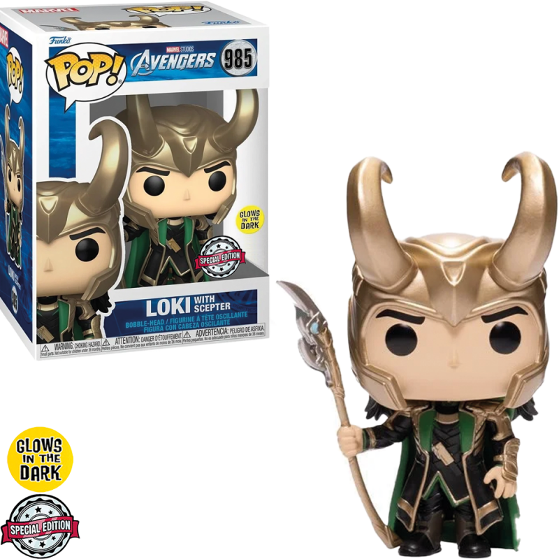 FUNKO POP MARVEL AVENGERS - LOKI WITH SCEPTER 985 *SPECIAL EDITION* *GLOWS IN THE DARK*