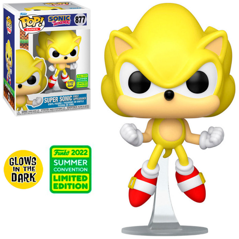 FUNKO POP SONIC THE HEDGEHOG - SUPER SONIC FIRST APPEARANCE 877 *SDCC 2022* *GLOWS* *LIMITED*