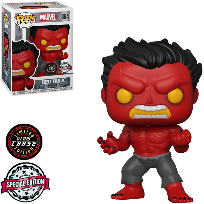 FUNKO POP MARVEL CHASE -RED HULK 854 - GLOWS - ESPECIAL EDITION -