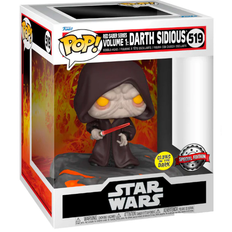 FUNKO POP STAR WARS RED SABER SERIES  DARTH SIDIOUS 519 *GLOWS* *SPECIAL EDITION*